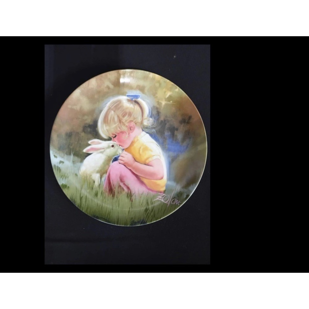 Collectible Plate Tender Moment 1984 D. Zolan VINTAGE 1st Plate Children & Pets